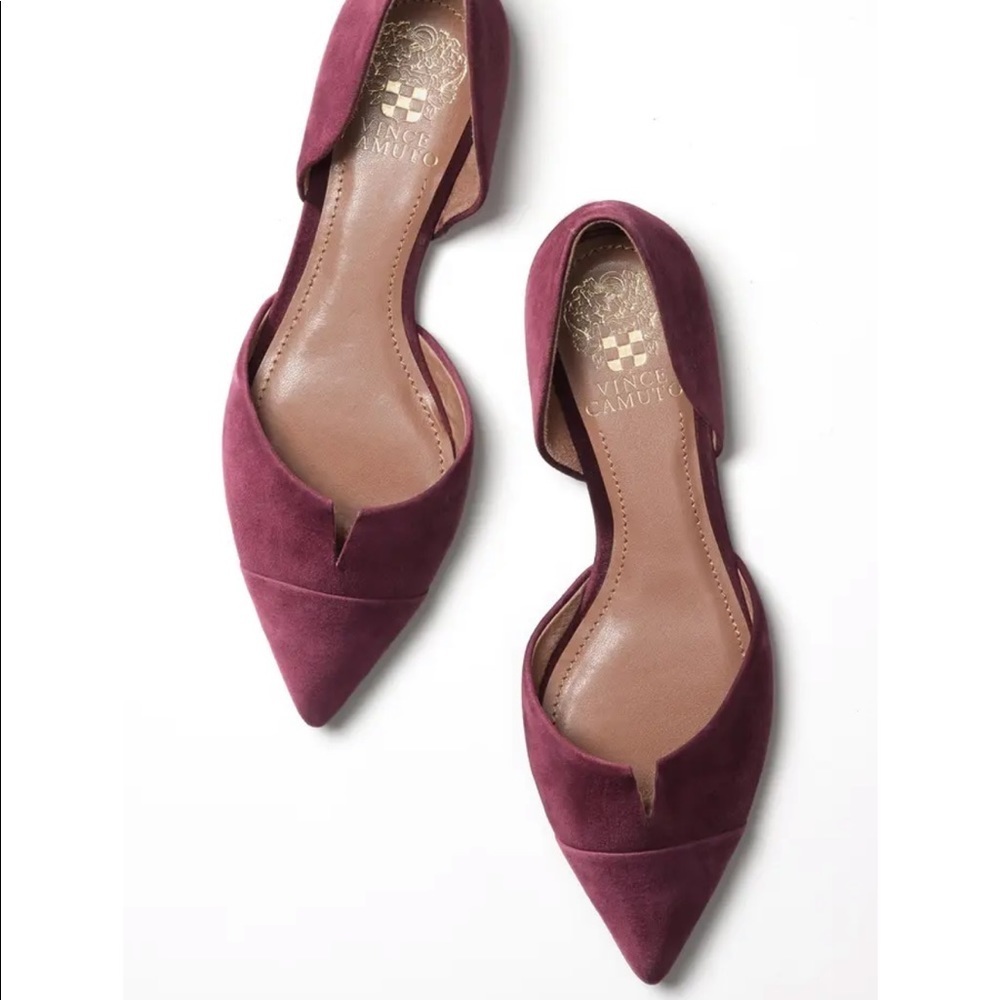 Vince Camuto Women's Pointed D'Orsay Flats in Burgundy Suede